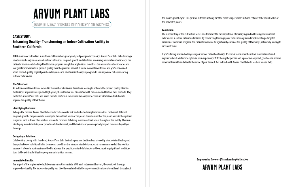Case study about transforming an indoor cultivation facility in Sothern California.
