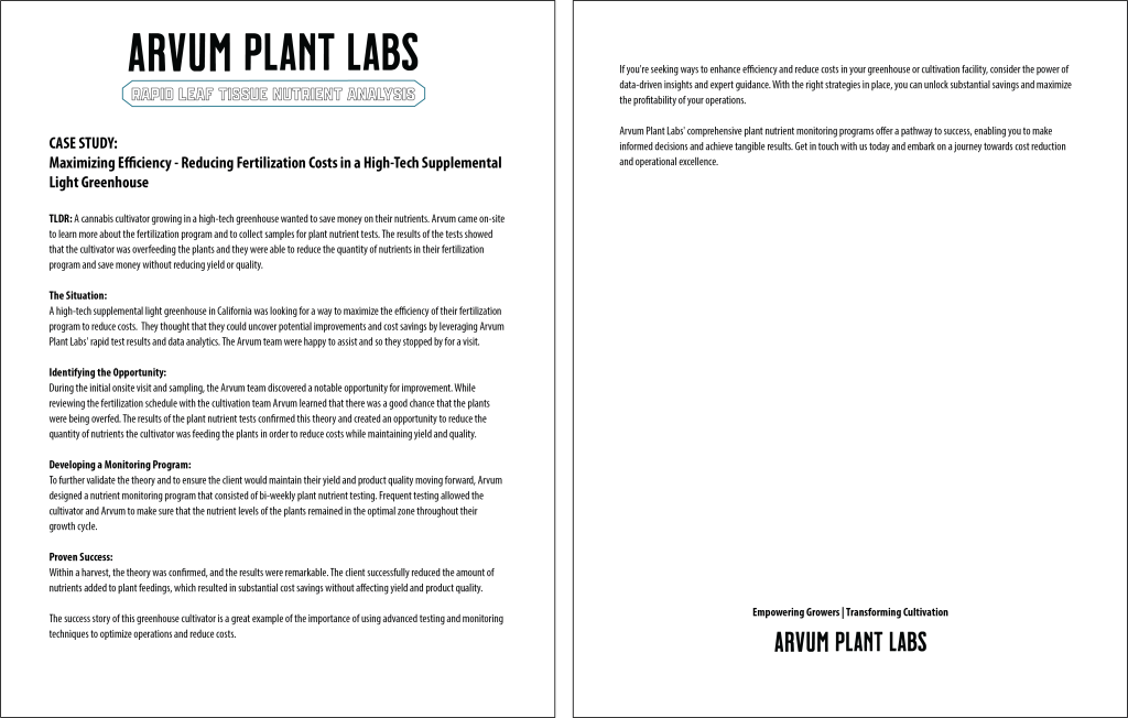 Case Study about reducing ferritization costs in a high tech supplemental light green house.