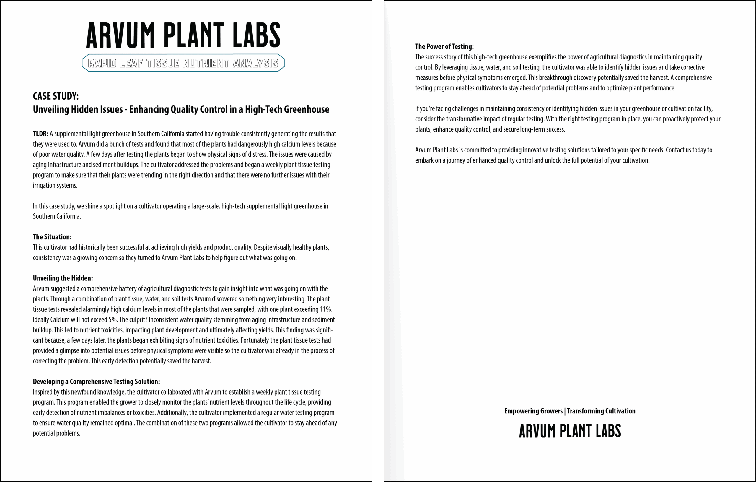 Case study about enhancing quality control in a high tech green house.